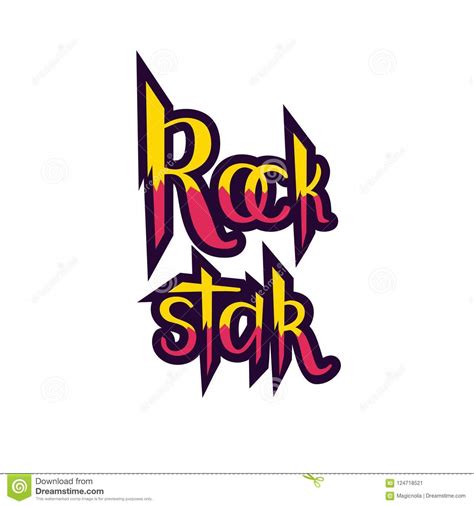 Rock Star Lettering Colorful On Isolated Background As T Shirt Design