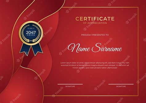Premium Vector Modern Business Red And Gold Certificate Of