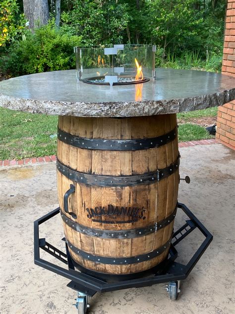 whiskey barrel fire table shabby chic style patio other by concrete in counters llc houzz