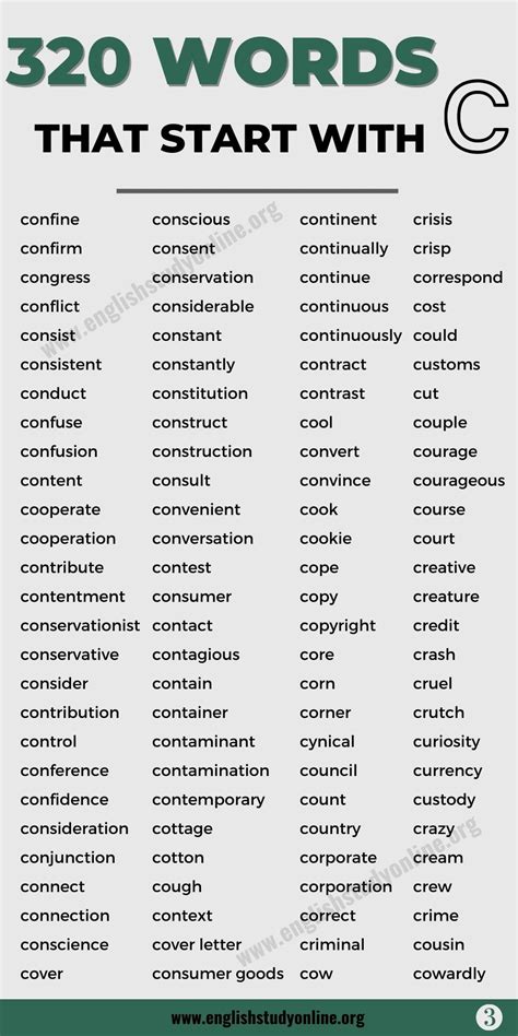 A Big List Of 900 Words That Start With C C Words English Study Online