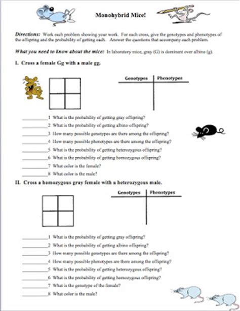 Monohybrid cross worksheet answers key. Classroom Freebies: Monohybrid Mice!