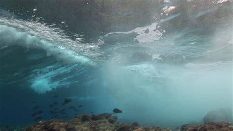 Underwater Angle Of Tropical Blue Ocean Wave Breaking Stock Footage