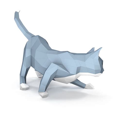 3d Model Paper Cat Geometric Cat Geometric Animals 3d Model