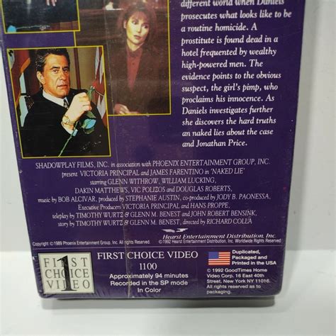 Naked Lie VHS Tape Victoria Principal James Farentino Drama 1992