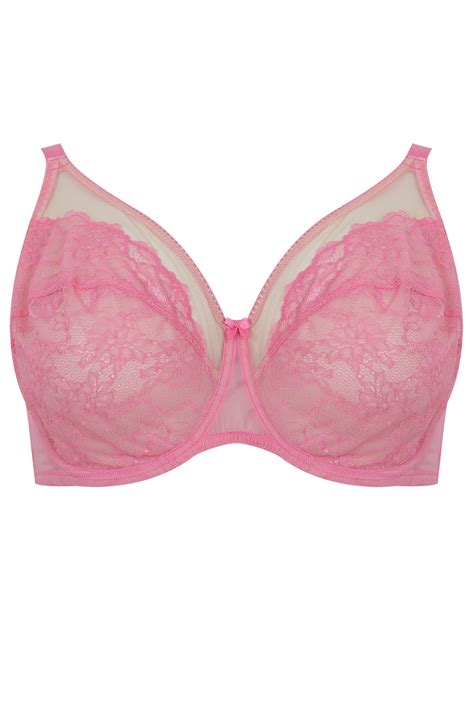 Pink Lace And Mesh Non Padded Underwired Bra