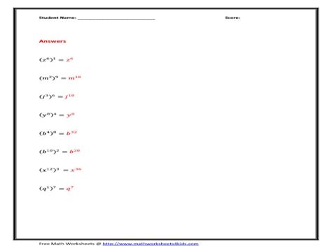 Printable Math Worksheets Exponent Rules 5 Letter Worksheets