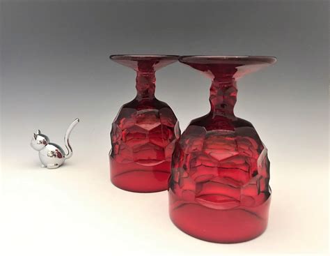 Viking Ruby Red Georgian Goblets Set Of 2 Water Glasses Etsy