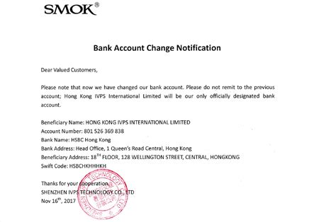 New security questions in your account. Customer Notice Of Change In Bank / Notice of Bank Account ...