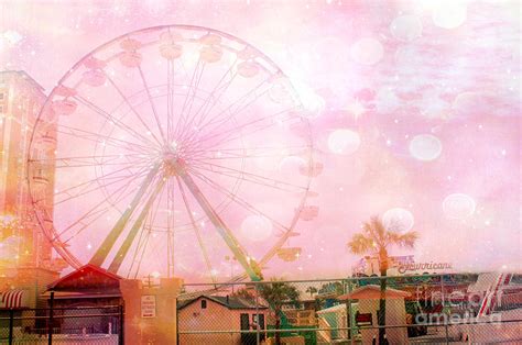 Surreal Dreamy Pink Myrtle Beach Ferris Wheel Photograph By Kathy Fornal