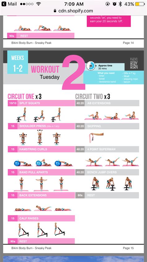 Week 12 Workout 2 Tuesday Body Workout Plan Kayla