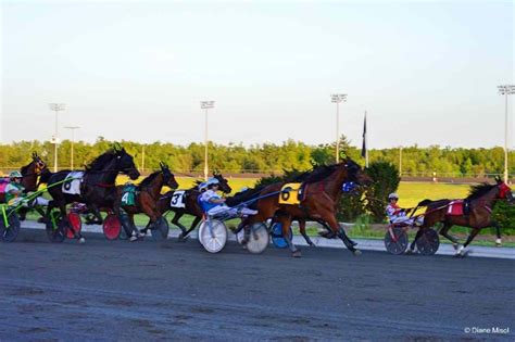 Horse Race In Motion At Mohawk Racetrack Ontario Canada