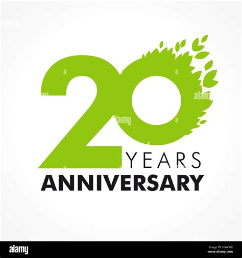 20 Years Old Celebrating Green Flying Leaves Logo Anniversary Year Of