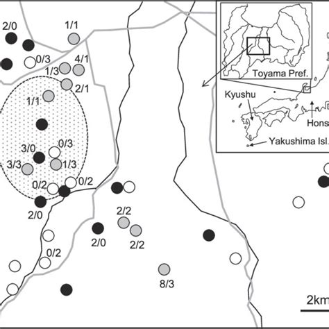 Sampling Locations Of The Sika Deer In The Central Part Of Toyama