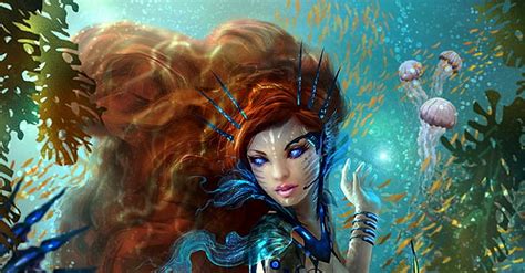 5120x2880px Free Download Hd Wallpaper Redhead Mermaid Jellyfish