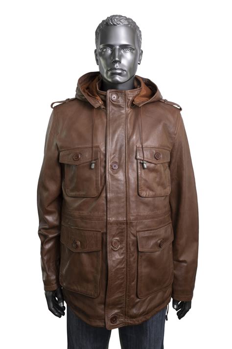 Mens Tan Leather Parka Jacket Radford Leather Fashions Quality