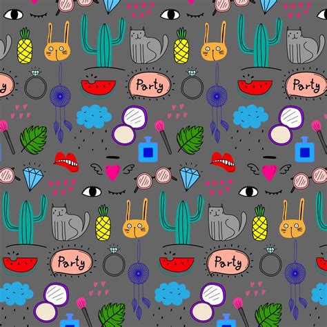 Pattern With Hand Drawn Doodle Lovely Party Background Doodle Funny