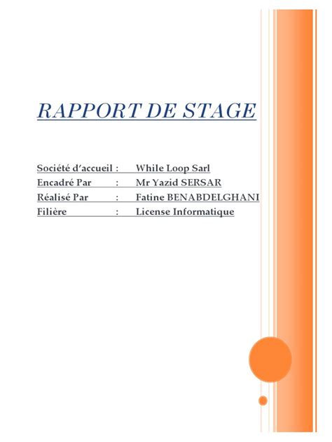 Rapport De Stage Informatique Pdf Html Php