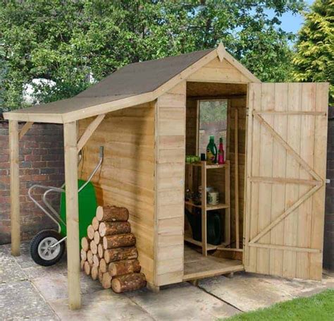 6 X 4 Overlap Pressure Treated Wooden Shed With Lean To