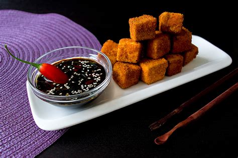 Fried Tofu With Sesame Soy Dipping Sauce