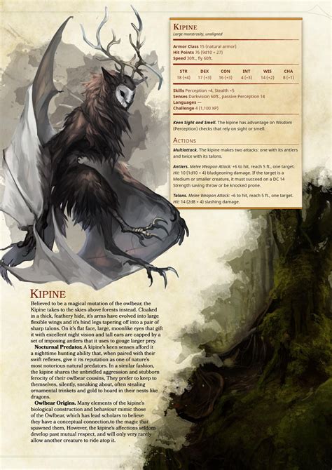 Dnd 5e Homebrew — Flying Owlbear Kipine By Tr1lobyte Dungeons And