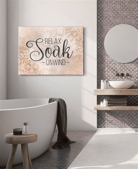 Bathroom Wall Art Relax Soak Unwind V2 Wood Frame Ready To Hang
