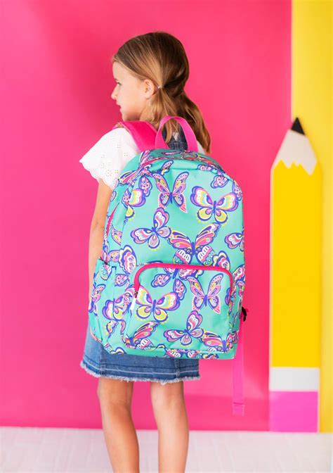 girls monogrammed backpack and lunch box personalized book bag etsy