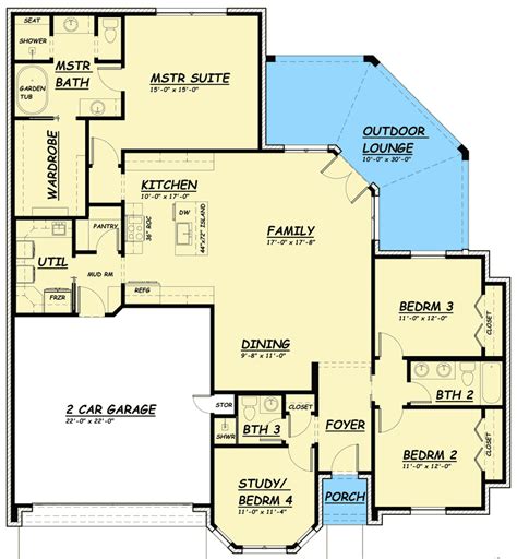 Plan 36592tx One Level Home Plan With Split Bedrooms In 2020 One