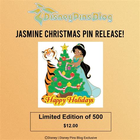 Jasmine Christmas Pin Release Disney Pins Blog Exclusive Disney