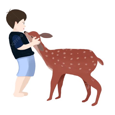 Hand Painted Wind Png Transparent Cute Wind Hand Drawn Boy And Deer