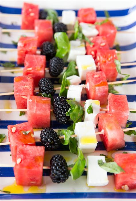 Watermelon Feta And Blackberry Skewers Camille Styles