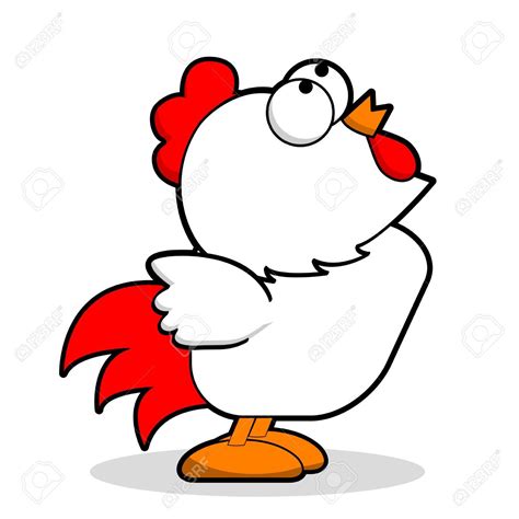 Funny Cartoon Chicken Cute Cartoon White Chicken Vector
