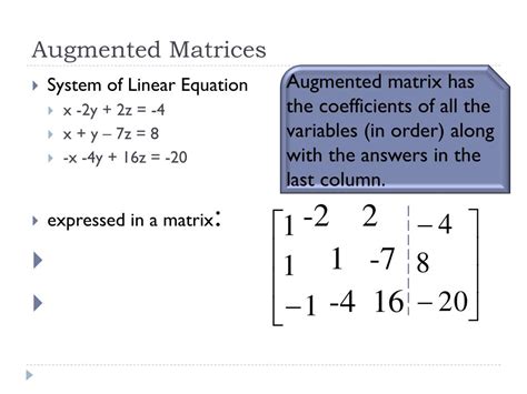 Ppt Lesson 11 1 Matrix Basics And Augmented Matrices Powerpoint