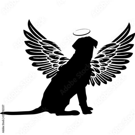 Pet Memorial Angel Wings Labrador Retriever Dog Silhouette Vector