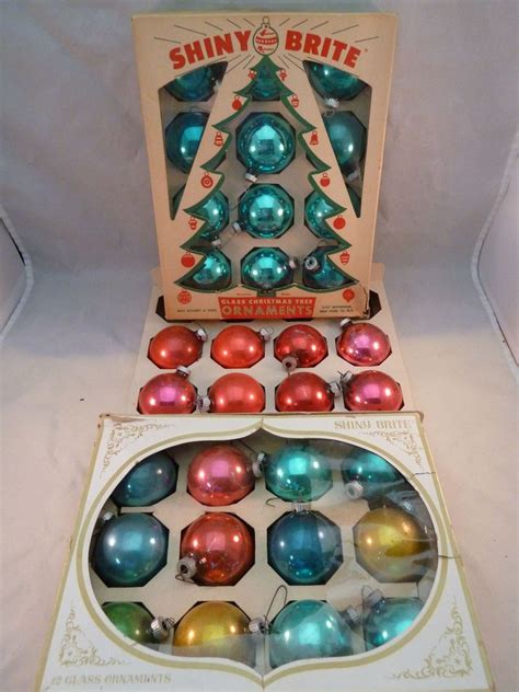 Vintage Shiny Brite Glass Christmas Tree Ornaments Bulbs Balls Lot Of Usa Glass Christmas