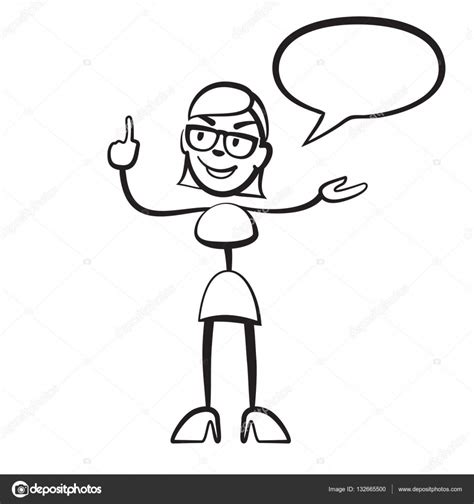 Stick Figure Woman Persona With Speech Bubble Stock Vector Image By