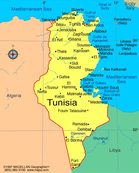 Tunisia Map Infoplease