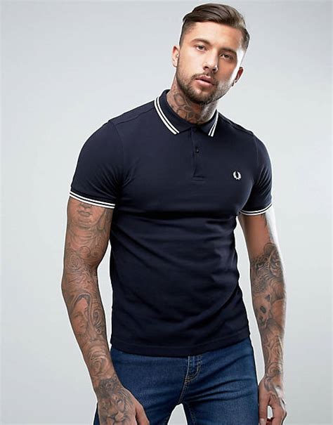 Fred Perry Slim Fit Polo With Twin Tipped In Blue Asos