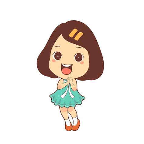 Premium Vector Happy Cute Child Girl Cartoon Vector