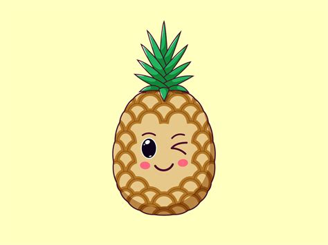 Cute Kawaii Pineapple Cartoon Tropical Fruit By Dmitry Mayer On Dribbble