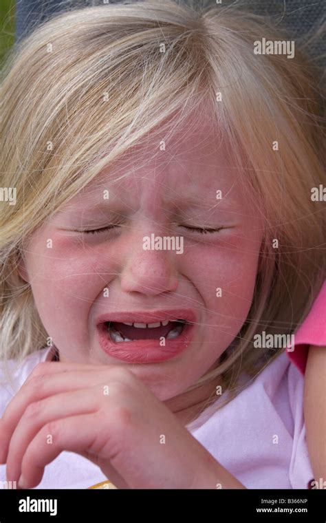 Year Old Girl Crying Close Up Stock Photo Alamy