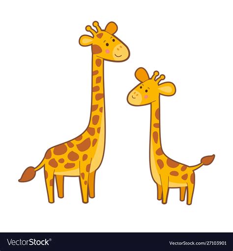 Cute Cartoon Set Giraffes Royalty Free Vector Image