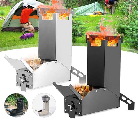 Folding Rocket Stove Stainless Steel Wood Burning Camping Stove Cooking