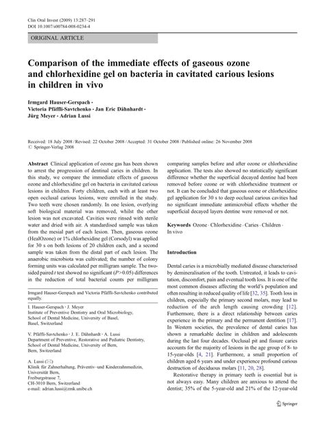 Pdf Comparison Of The Immediate Effects Of Gaseous Ozone And