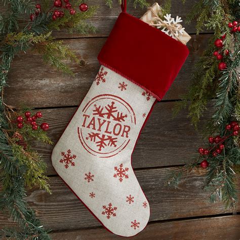 19357 Stamped Snowflake Personalized Christmas Stockings Christmas
