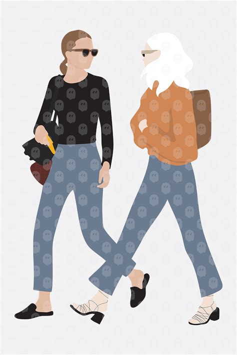 Archade Two People Walking And Talking Vector Drawings