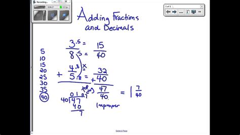 Adding Fractions And Decimals Youtube