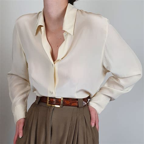 vintage 100 silk blouse cream