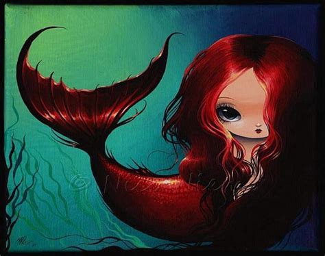 Red Hot Mermaid Mermaid Art Art Artist