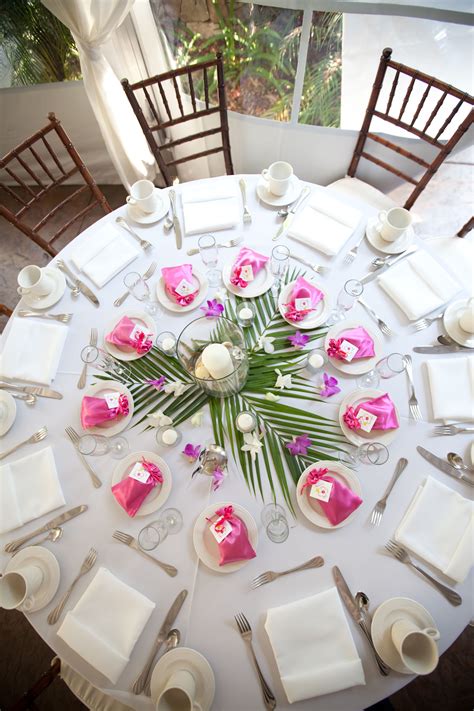 Round Table Wedding Decor Elegant Tropical Tablescape With Simple Yet