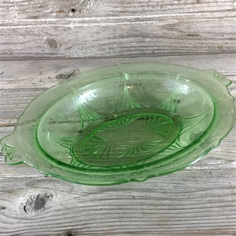 Vintage Hazel Atlas Royal Lace Depression Glass Bowl Green Etsy